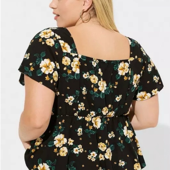 Torrid Flutter Sleeve Floral Peplum Top - Picture 3 of 8